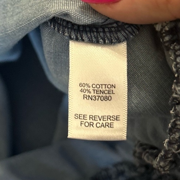 Cato Chambray/Denim Wrap Top with 3/4 Length Sleeves. Size 18. Slimming Design! - Picture 8 of 10